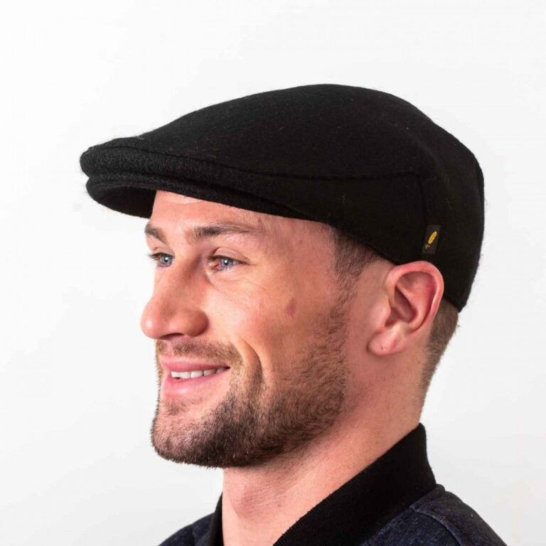 Black Irish tweed flat cap
